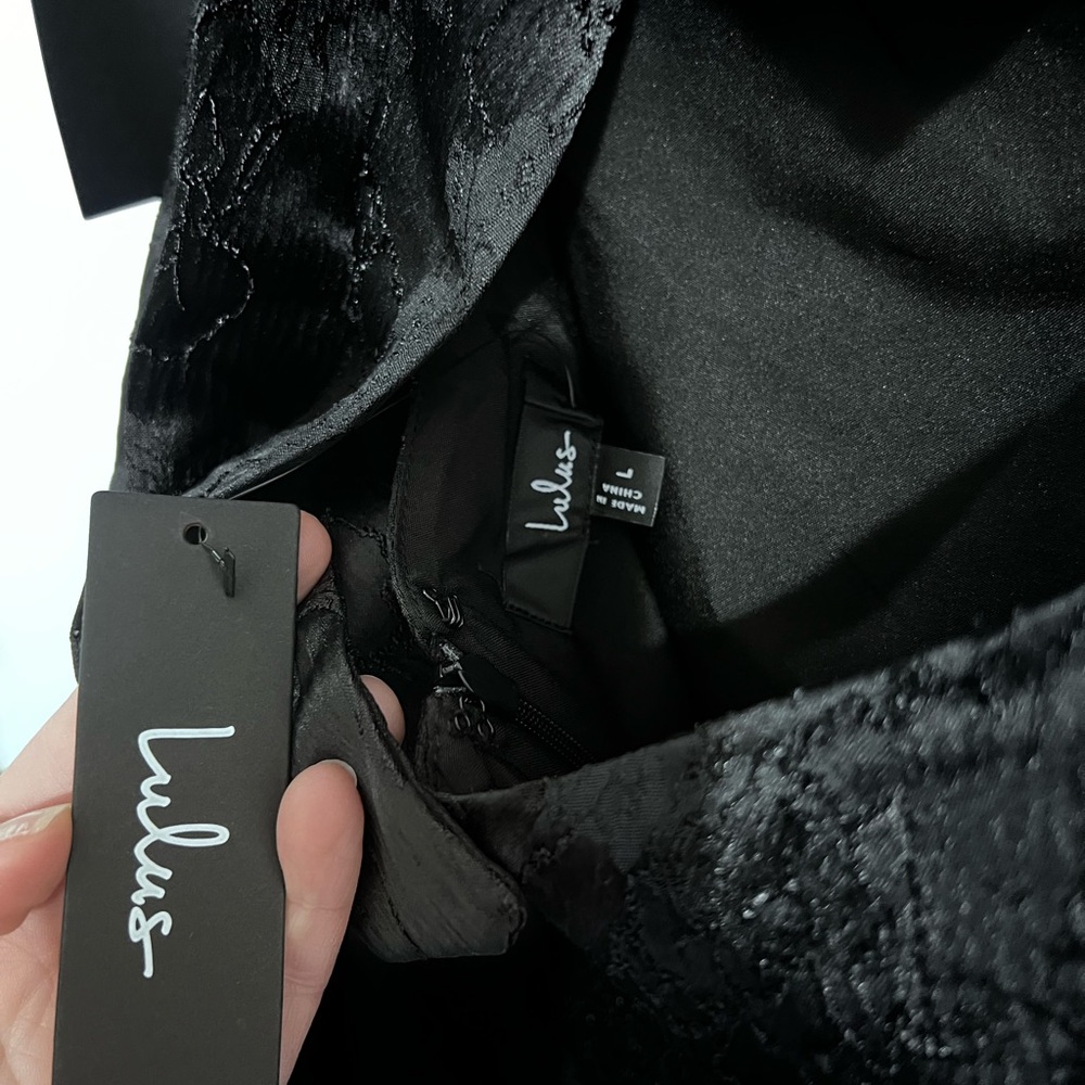 Lulu's Black Square-Neck Mini Dress - Size Large - Picture 9 of 11